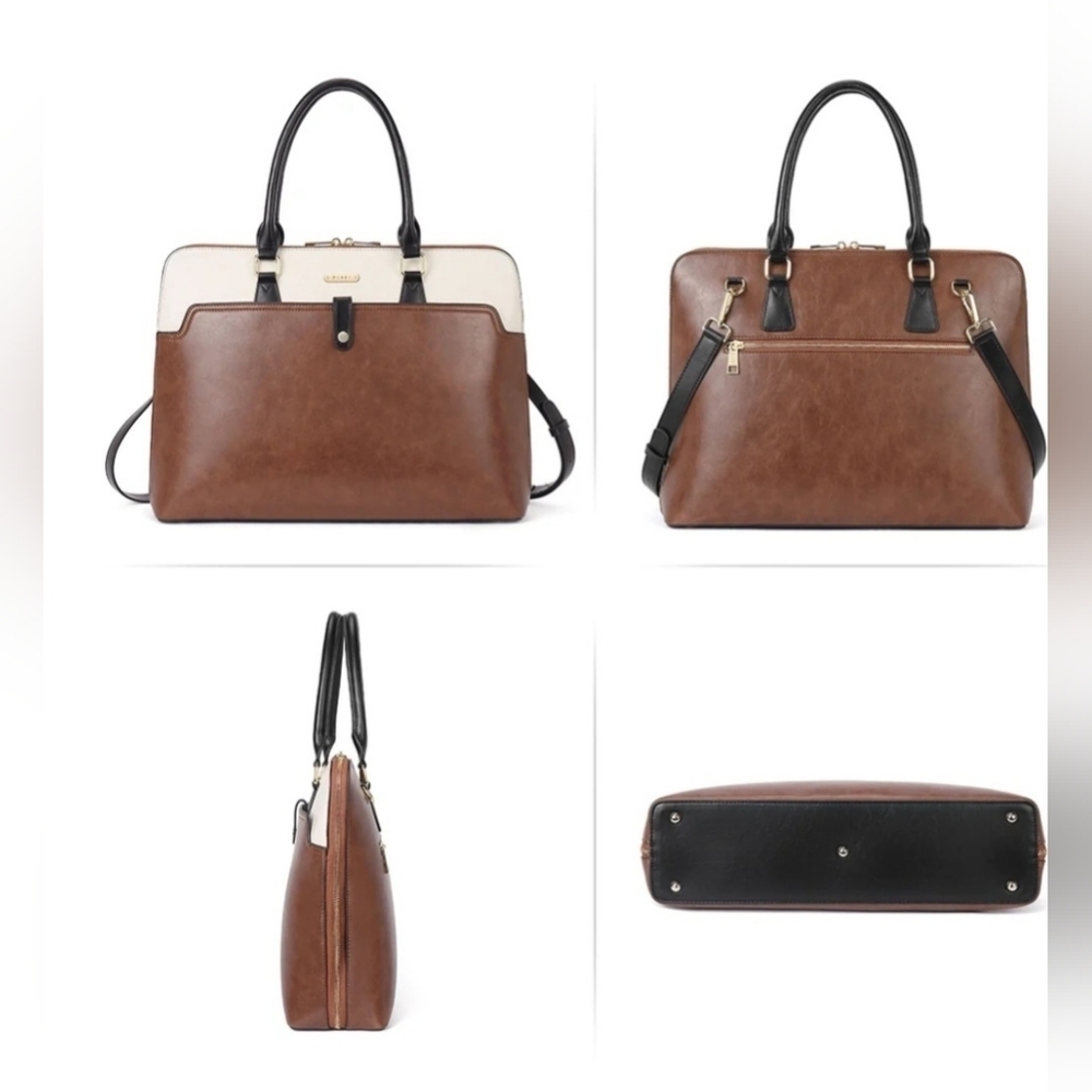 CLUCI Leather Briefcase for Women 15.6 Inch Laptop Business Vintage Slim Ladies - Picture 3 of 11